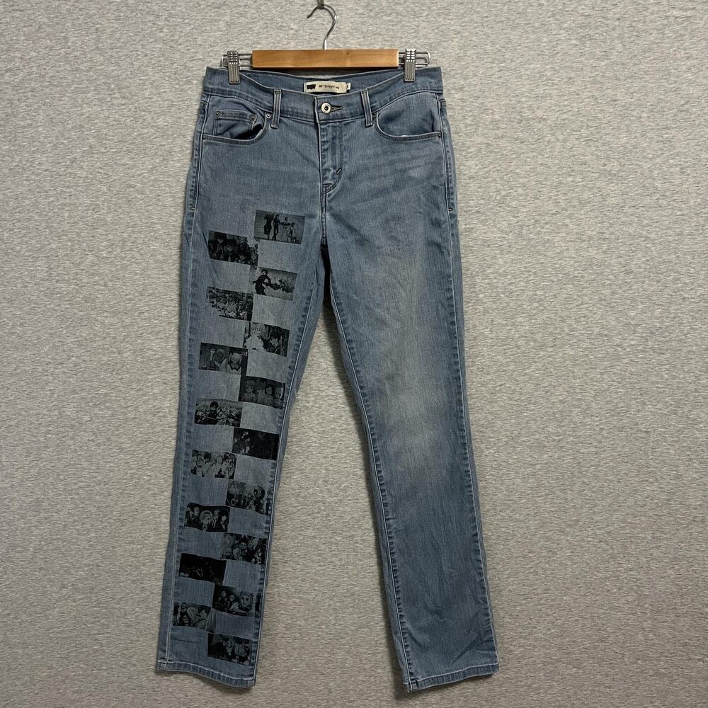 Levis 505 Jeans Womens 6 Straight Leg Anime Graphic Print Custom Denim Pants